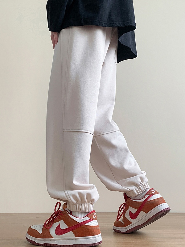 Pantalones deportivos con cordón y pies atados sólidos para hombre-1