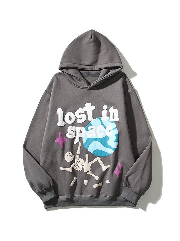 Sudadera con capucha y gráfico de calavera de grafiti para hombre-2