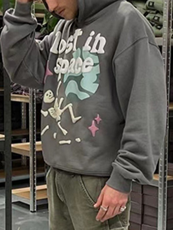 Sudadera con capucha y gráfico de calavera de grafiti para hombre-1