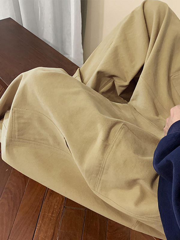 Pantalones de pierna de skater de color sólido para hombre-4