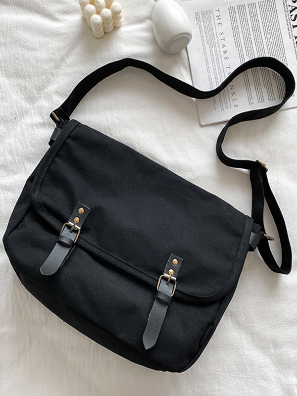 Bolso bandolera vintage grande de lona-3