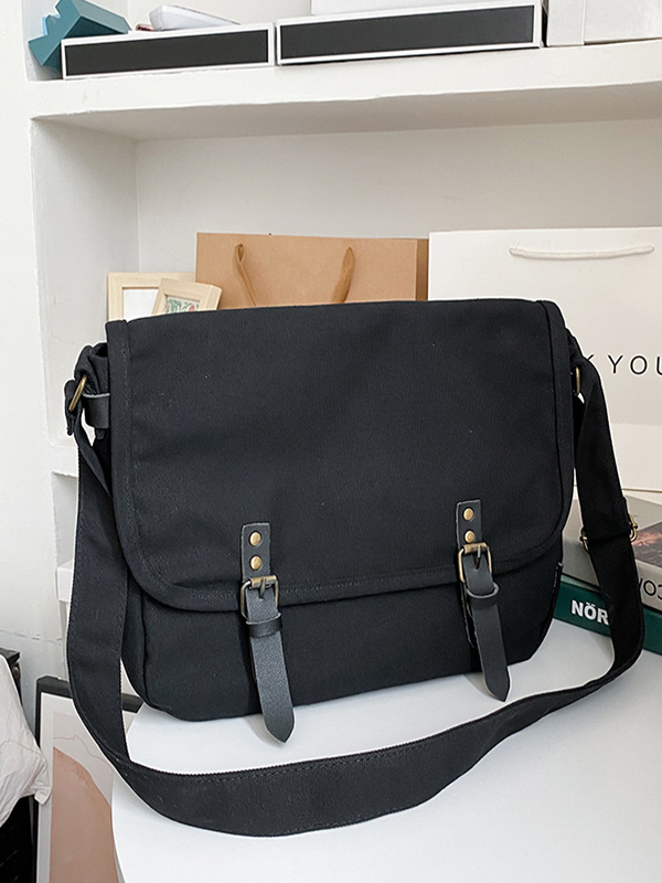 Bolso bandolera vintage grande de lona-4