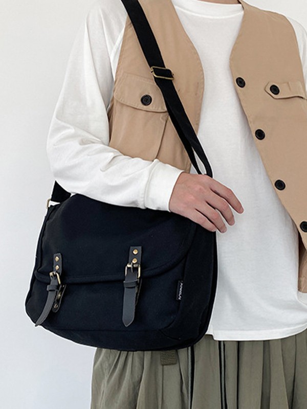 Bolso bandolera vintage grande de lona-2