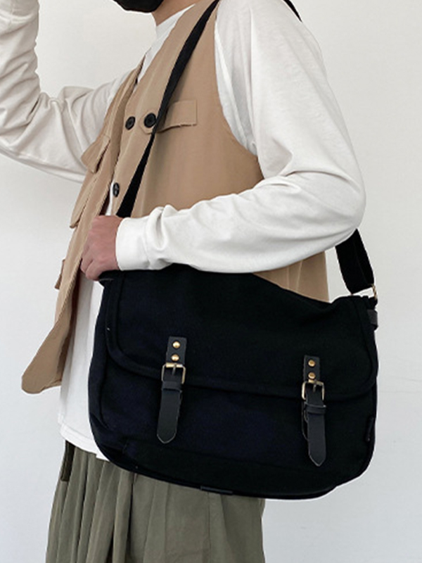 Bolso bandolera vintage grande de lona-1