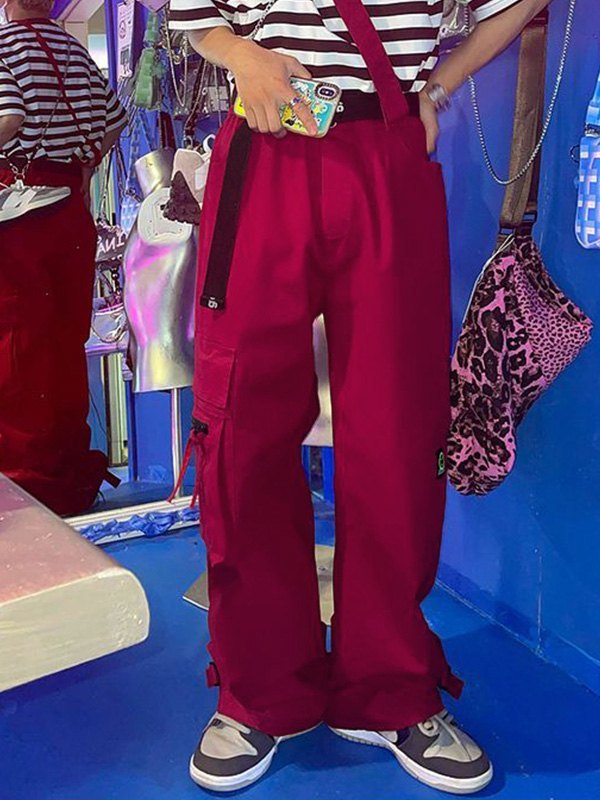 Pantalones cargo casuales con correa desmontable para hombre-3