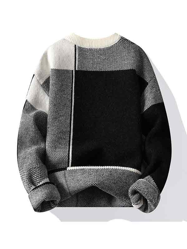 Jersey de hombre a cuadros en contraste de color-1